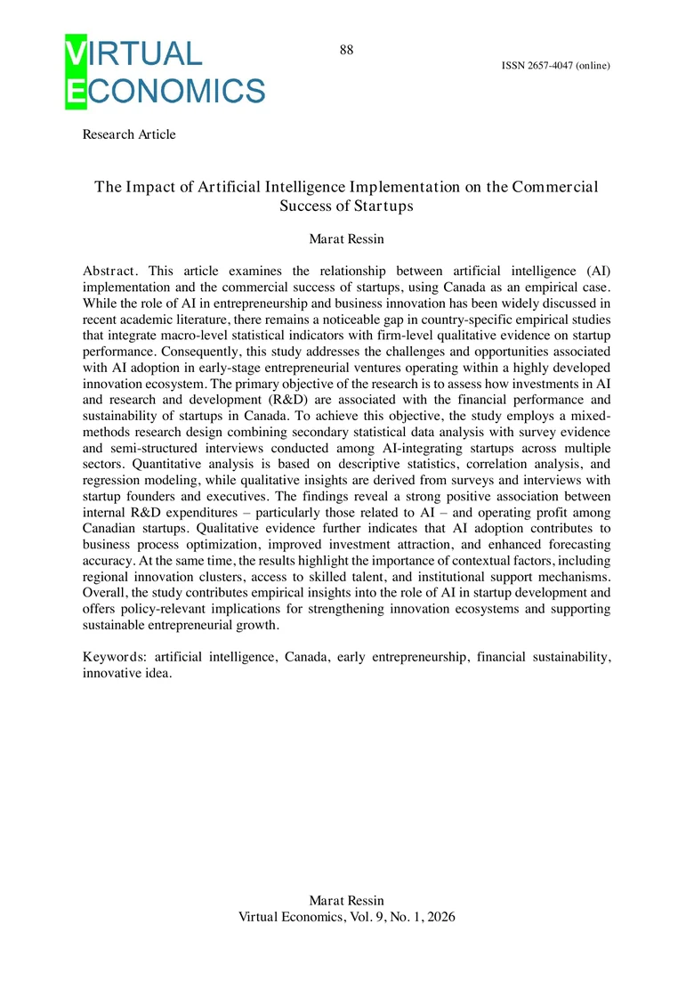 Artificial intelligence and the commercial success of startups — paper cover